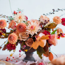 Beautiful,flower,composition,with,autumn,orange,and,red,flowers,and